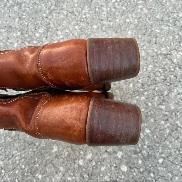 Vintage Frye Sabrina Floral Inlay Leather Boho Pull On Campus Boots Western - Picture 6 of 10